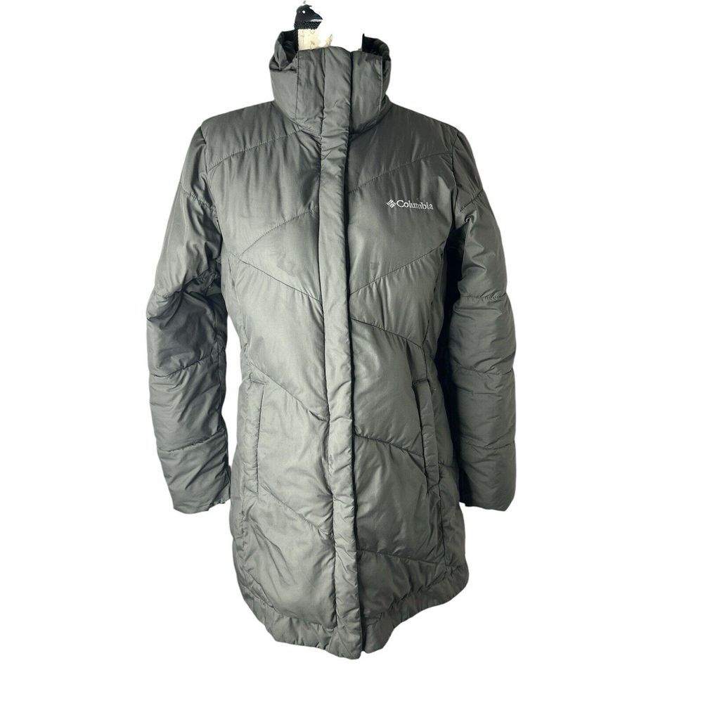 Columbia Women's Down Puffer Jacket Small Long Sleeve Gray Full Zipper